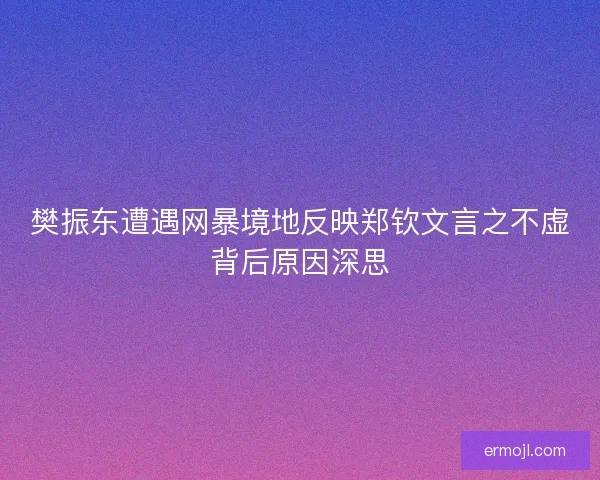 樊振东遭遇网暴境地反映郑钦文言之不虚背后原因深思