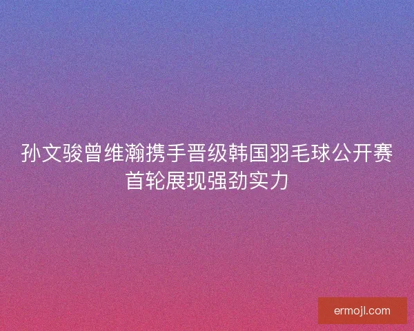 孙文骏曾维瀚携手晋级韩国羽毛球公开赛首轮展现强劲实力