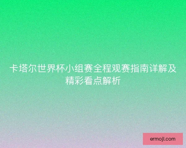 卡塔尔世界杯小组赛全程观赛指南详解及精彩看点解析