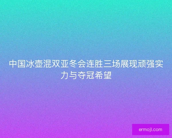 中国冰壶混双亚冬会连胜三场展现顽强实力与夺冠希望