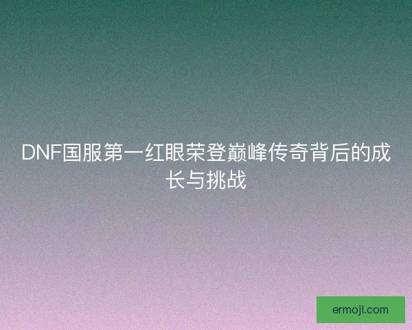 DNF国服第一红眼荣登巅峰传奇背后的成长与挑战