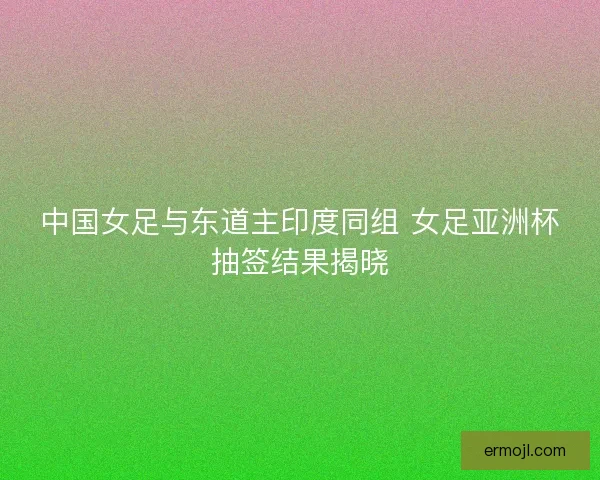 中国女足与东道主印度同组 女足亚洲杯抽签结果揭晓